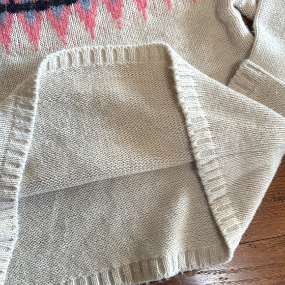 Anthropologie Elsamanda Fair Isle Sweater Women’s Cream Navy Pink Sparkle Size S - Picture 7 of 10